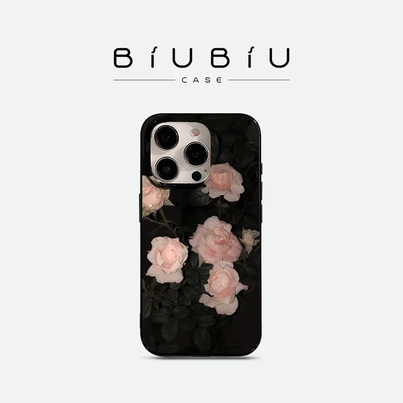 BIU BIU CASE Jelly Casing iPhone 7 8 6 6S Plus 11 13 12 14 15 Pro MAX XR XS MAX 7Plus 8Plus Dark Rose Impact Resistant Silicone phone  case 1