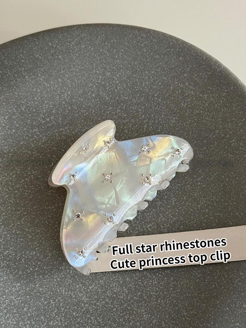 Product Introduction of Cute Star Design Rhinestone Decor Hair Claws, Elegant Hair Accessories for Women & Girls, Minimalist Headwear Suitable for Thick Hair 7