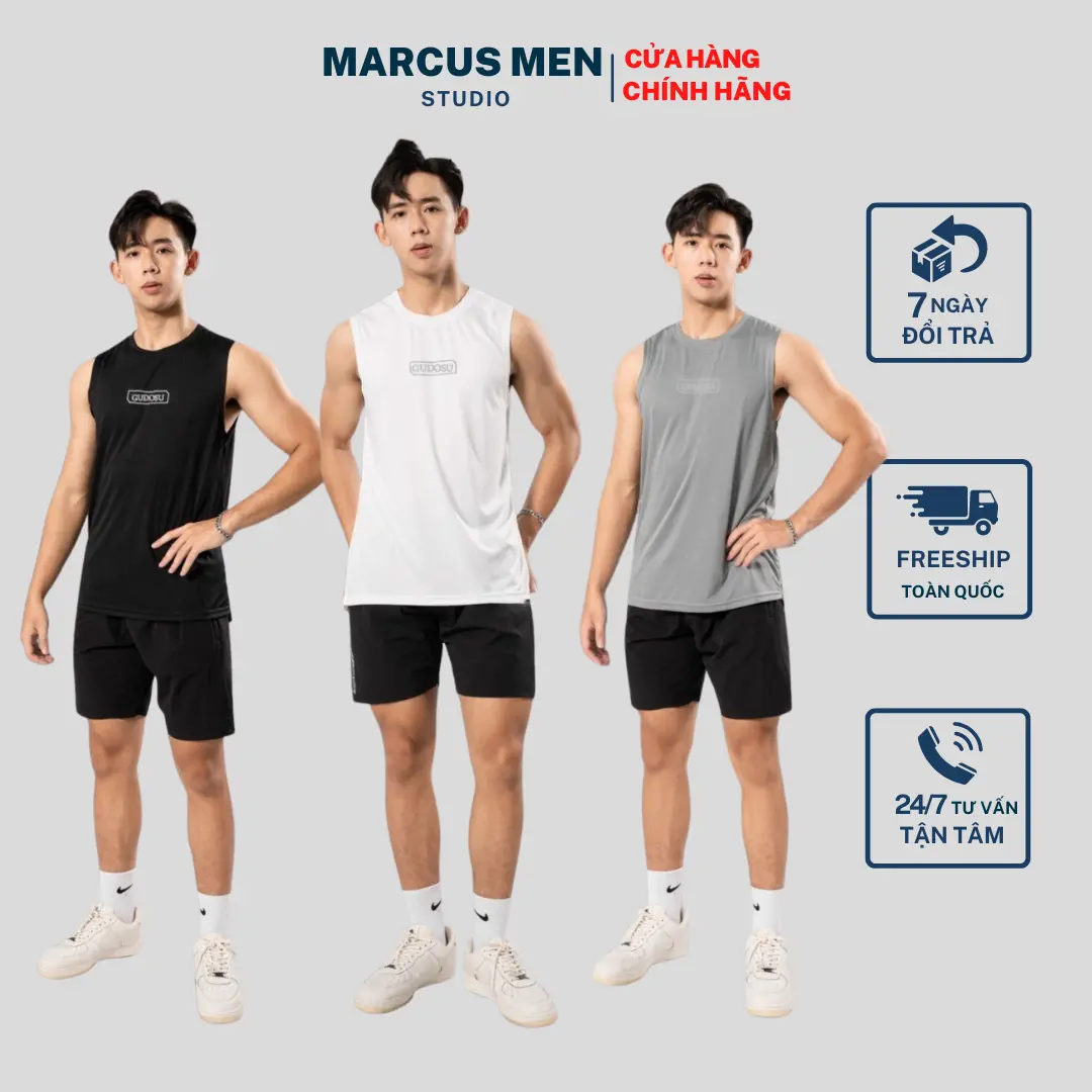 Áo ba lỗ, áo tank top chất thun lạnh co giãn mềm mát Marcus Men