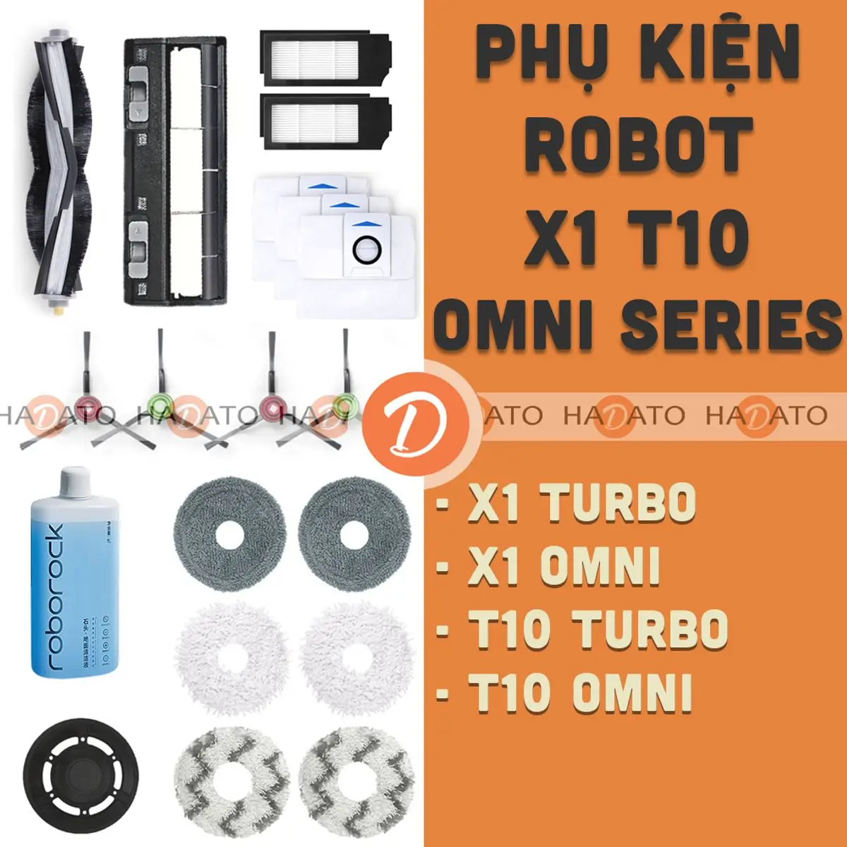 Phụ kiện Robot Hút Bụi X1 Turbo & X1 Omni, Chổi lăn, Chổi Cạnh, Lọc Hepa, Khăn Lau, Túi Bụi, Nắp Chặn Chổi Lăn [D] ####