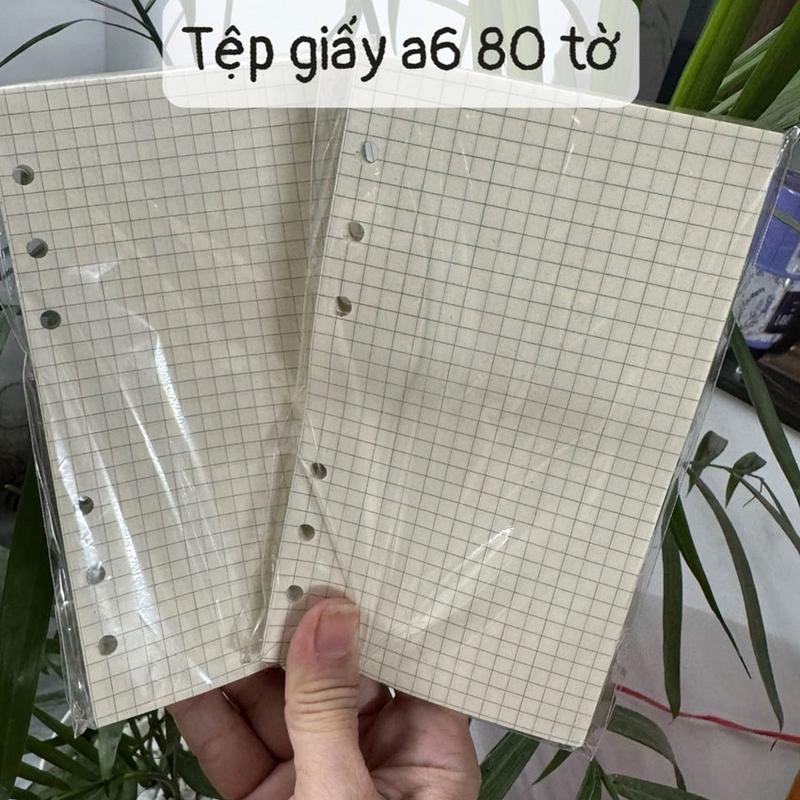  Giấy refill ruột sổ còng 6 lỗ A6 80 tờ - Tệp giấy A6 cho văn phòng 