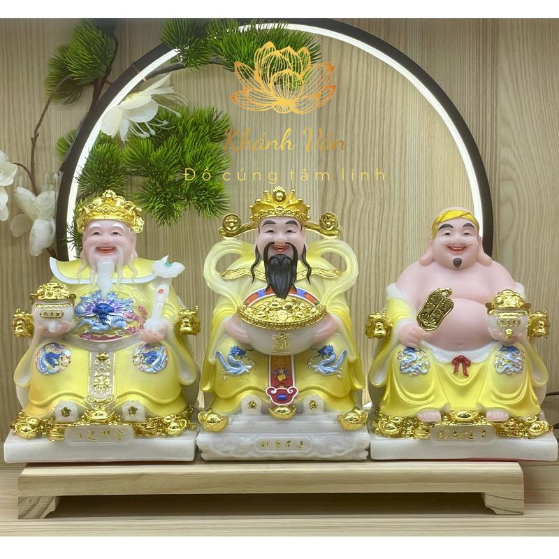 [ÁO GẤM] BỘ 3 TƯỢNG THẦN TÀI ÔNG ĐỊA, THẦN TIỀN BỘT ĐÁ