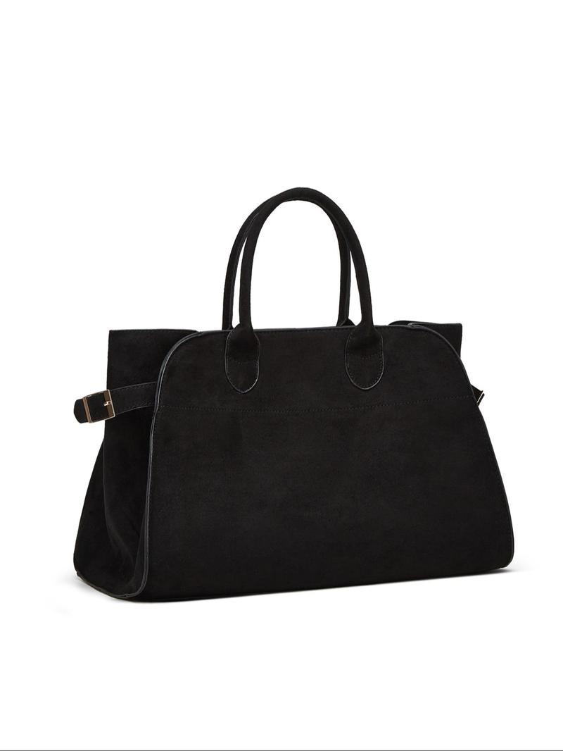 Product Introduction of Women's Solid Suede Handbag, Fashionable Large Capacity Tote Bag for Daily Commuting, Casual Trendy Versatile High-quality Daily Commuting Bag 7