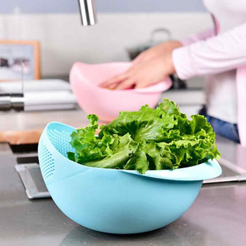 Rice Washing Drain Basket, 1 Count Round Multifunctional Fruit & Vegetable Drainage Colander, Household Rice Filter For Kitchen 2