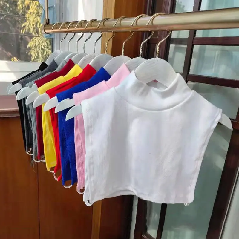 Khăn Quàng quàng cổ Cổ Lọ, dành cho phụ nữ, nửa cao cao, cổ áo giả, áo chui đầu, mùa thu và mùa đông ấm áp, hỗ trợ cổ tử cung, khăn Bandana, màu Trơn trang trí, hàng mới về Women Khăn Choàng