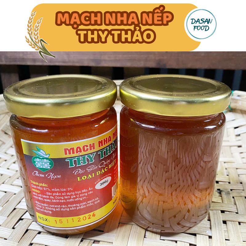 Combo 2 hủ Mạch nha thủy tinh Thy Thảo 300g đặc sản Quảng Ngãi mềm dẻo thơm nhẹ Ăn Vặt Food Đường Topping