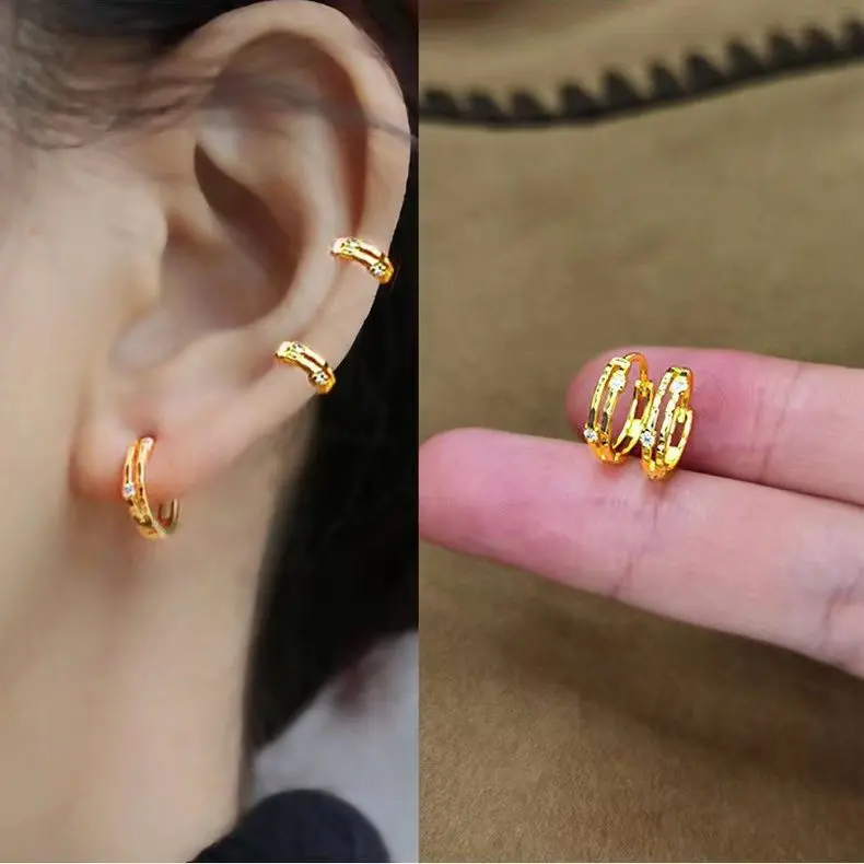 Hoa Tai Zircon Mini, Tinh Tế Và Nhỏ Gọn, Xỏ Khuyên Vành Tai, Hoa Tai Vòng Đơn Giản, Siêu Lấp Lánh, Phụ Kiện Nữ