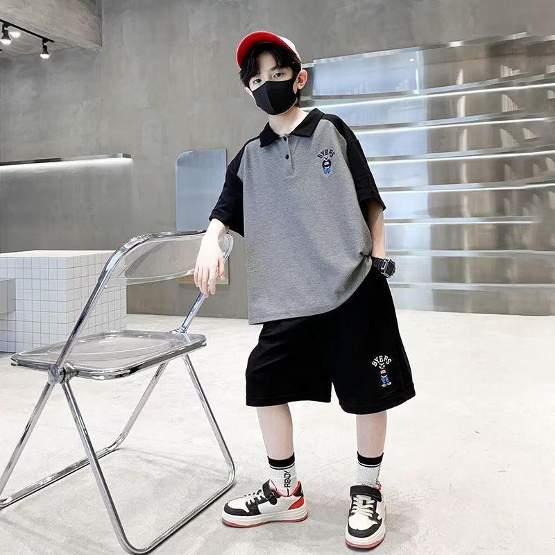 Đồ hè bé trai, Đồ bé trai, quần áo hè bé trai hình thêu Gấu vải thun cotton size 18-50kg. Đồ bộ bé trai, set đồ bé trai, bộ đồ cộc tay bé trai 2