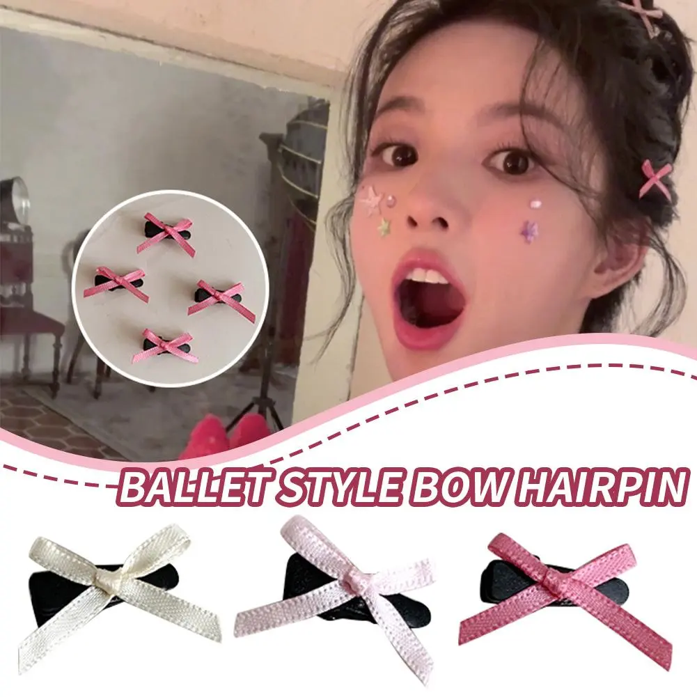 Mini Bowknot Hairpin Ribbon Bow Hair Clip For Woman Sweet Cute Braid Hair Clips F8N8