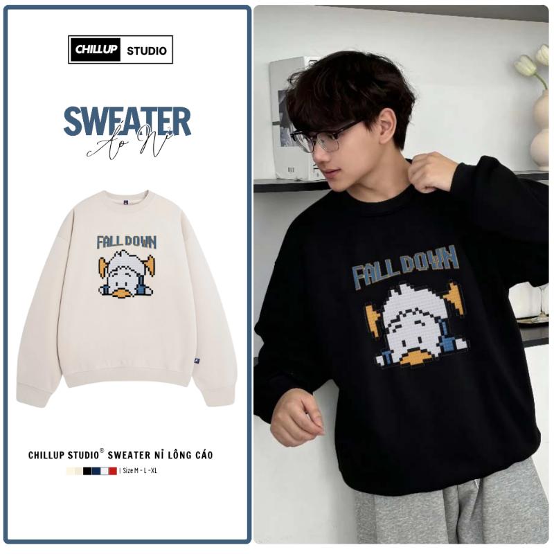 Áo Sweater Nỉ Lông Cáo CHILLUP STUDIO In Hình Vịt FallDown-TC174 Mềm Mịn Unisex…