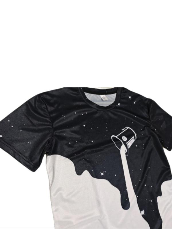 Two-Piece Set Men's All Over Print Short Sleeve Tee & Shorts Set, Regular Fit Casual Round Neck T-shirt & Track Shorts, Summer Clothes Set for Men 6