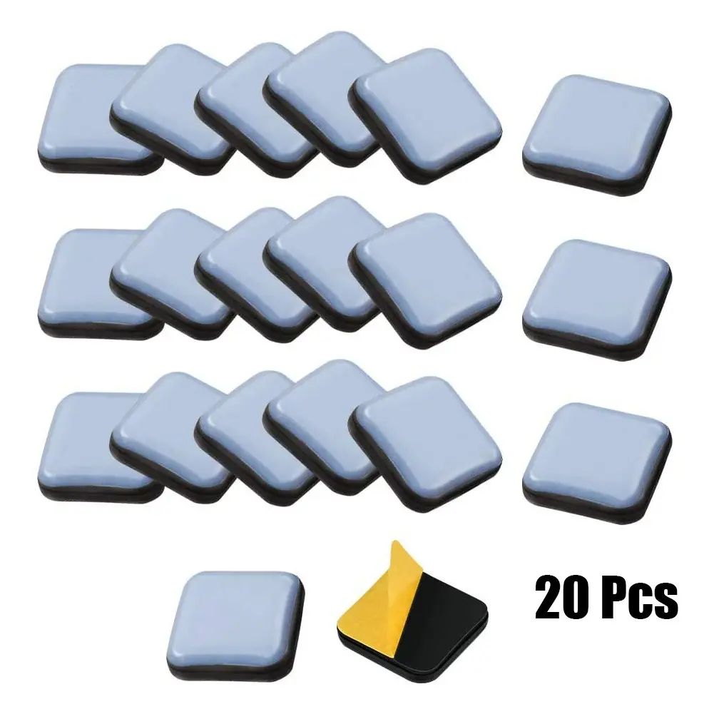 20 x Square PTFE Furniture Gliders Sliders Floor Mover for Pads