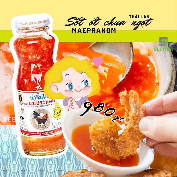 Sốt Chua Ngọt Thái Lan hiệu Con Gà - Chai Thủy Tinh 980ml 4