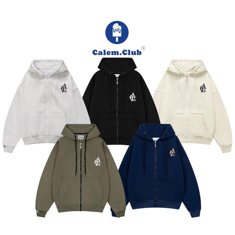 Calem Club - Áo Nỉ  Hoodie Zip thêu chữ C A L  form boxy vải nỉ lót bông dày dặn áo khoác Thu Đông