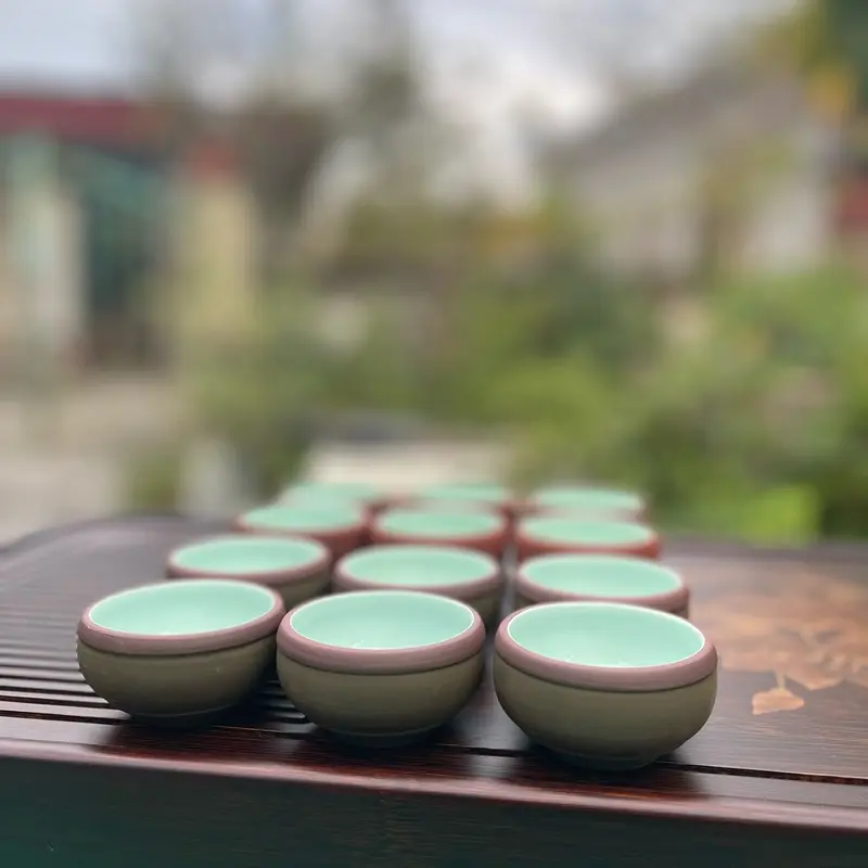 Bộ 6 chén uống trà bán lẻ - sản phẩm gốm Bát Tràng - 2 màu sắc gốm nâu đỏ và gốm đen khaytra 1