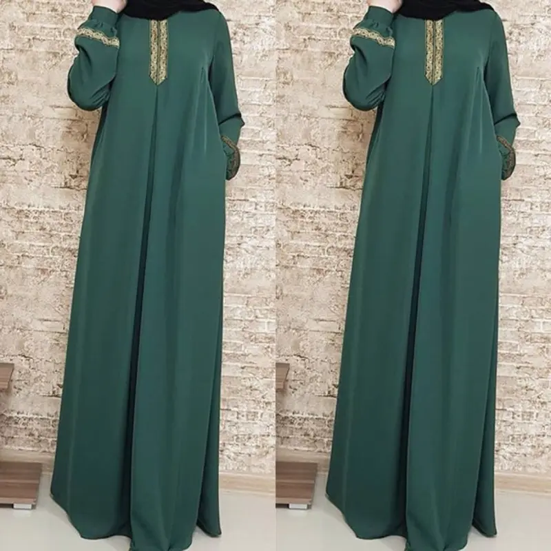 2025 Boutique Ethnic Print Loose Long Dress Foreign Trade Dress Muslim Ramadan 5