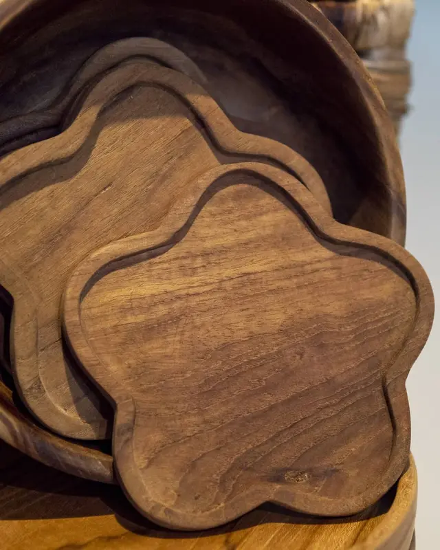 Tatakan Gelas Kayu homEY - Wooden Star Teak Coaster 0
