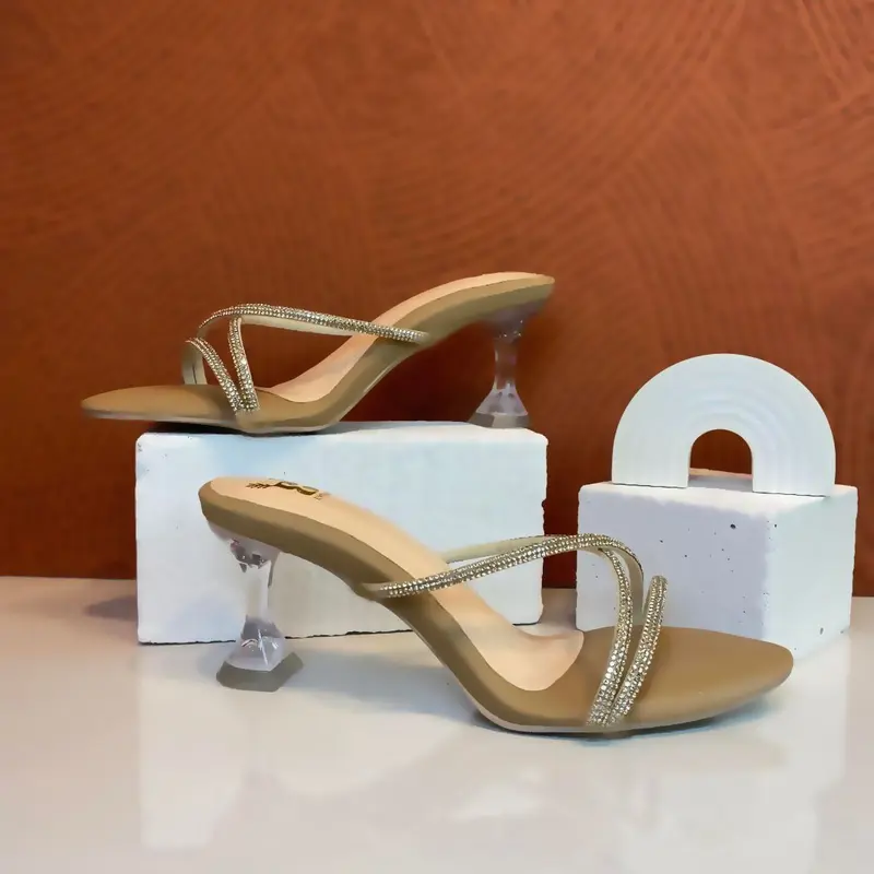 Embay Jihan Heels Wanita Terbaru Hak Kaca 7cm Sandal 4