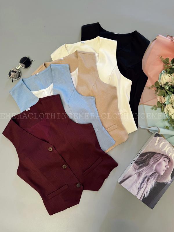  BST Set thiết kế váy áo Amelia - áo croptop gile và chân váy dáng dài sang chảnh thời thượng Nữ 