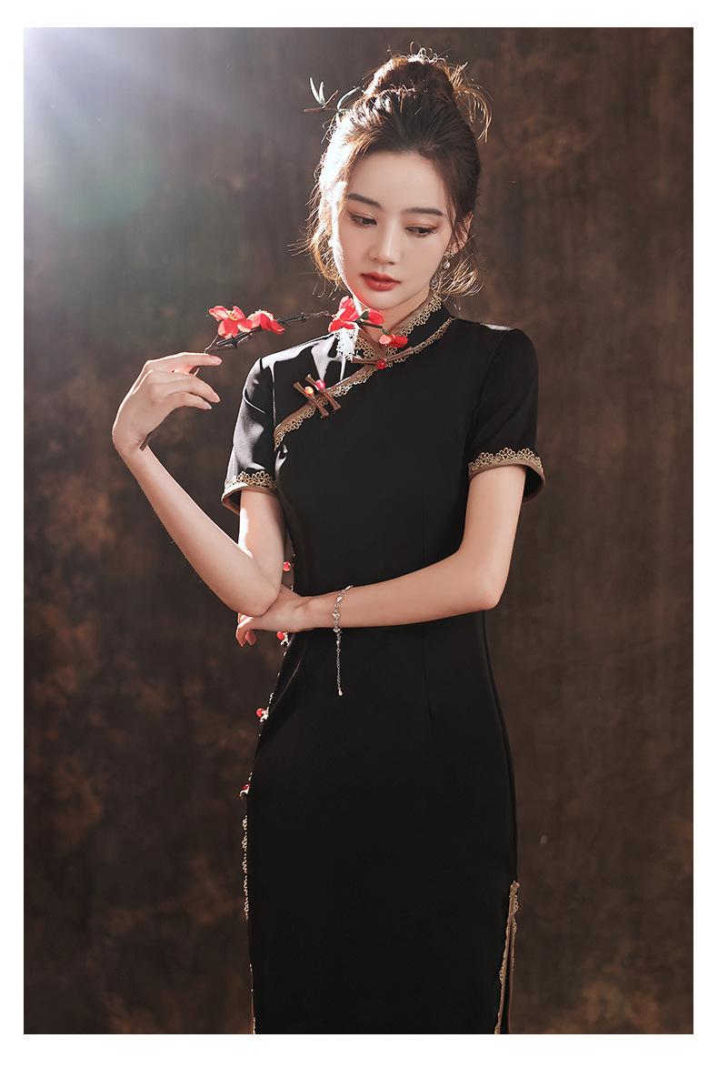 Product Introduction of Sườn Xám, Màu Đen, Bộ Sưu Tập Mùa Hè Mới 2024, Cải Tiến Trẻ Trung, Cao Cấp Và Thanh Lịch, Cỡ Nhỏ Thời Trang Trung Quốc Cao Cấp Nữ Women Dress 13