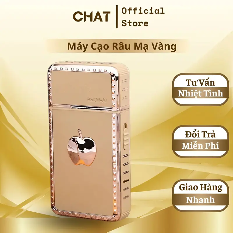Máy Cạo Râu Mạ Vàng Hình Quả Táo Thiết Kế Sạc Điện Tiện Lợi Chạy Êm Dễ Sử Dụng Tại Nhà 0