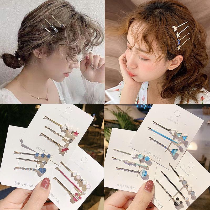 Set 3 chiếc kẹp tóc đính ngọc cổ tích Hàn Quốc, phụ kiện cài tóc mái ngọt ngào cho cô gái