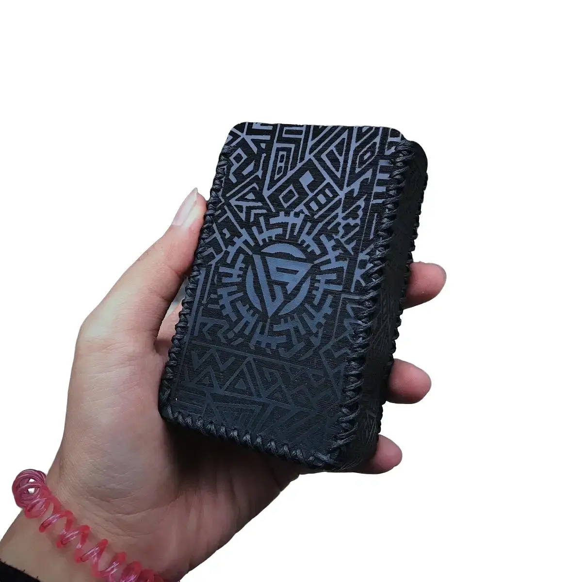 Leather Sleeve R233 Aztec Full Engrave Benang Hitam Craft
