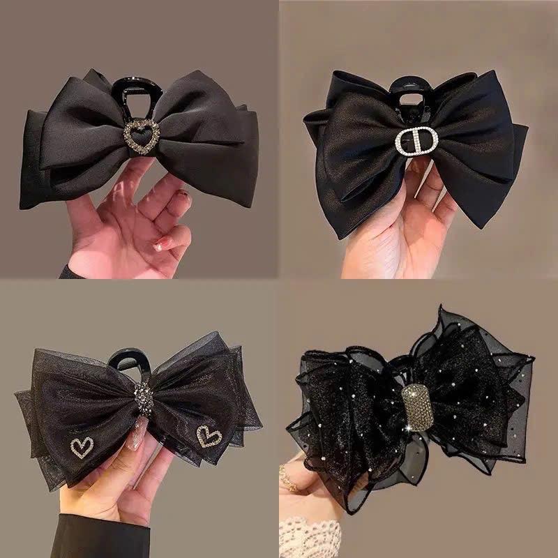 Kẹp tóc nơ cỡ lớn kẹp tóc tiểu thư đính charm