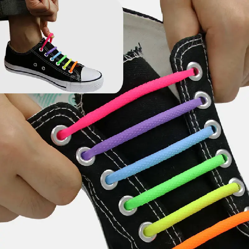 Unisex No Tie Shoelaces for Kids and Adults Pack Of 16pcs Silicone Shoelaces For Sneakers Shoes Laces Solid Lazy Shoe Laces 2020