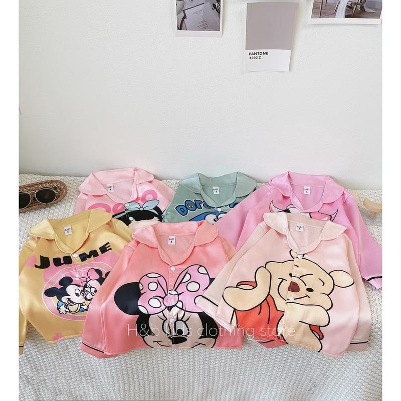 Product Introduction of BỘ PIJAMA DÀI TAY LỤA SATIN IN HÌNH DỄ THƯƠNG VIỀN TAY CHO BÉ (SATIN) Voi Kem 6