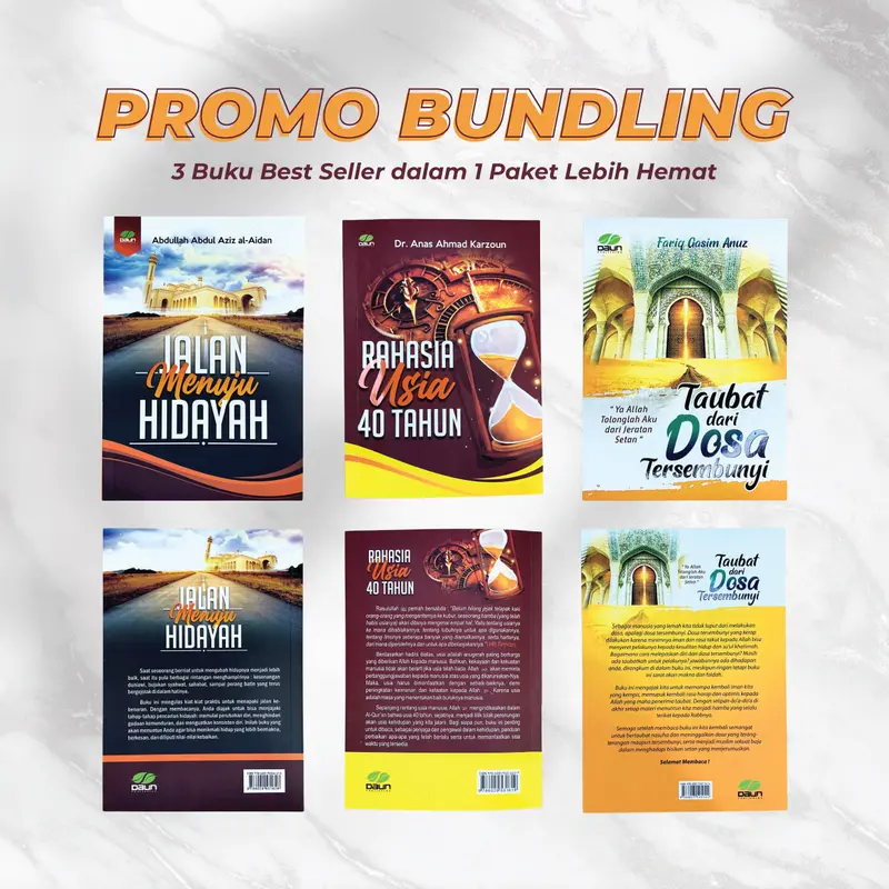 Paket Buku Jalan Menuju Hidayah - Rahasia Usia 40 Tahun - Taubat Dari Dosa Tersembunyi - 3 Buku Promo Best Seller - Daun Publishing 4