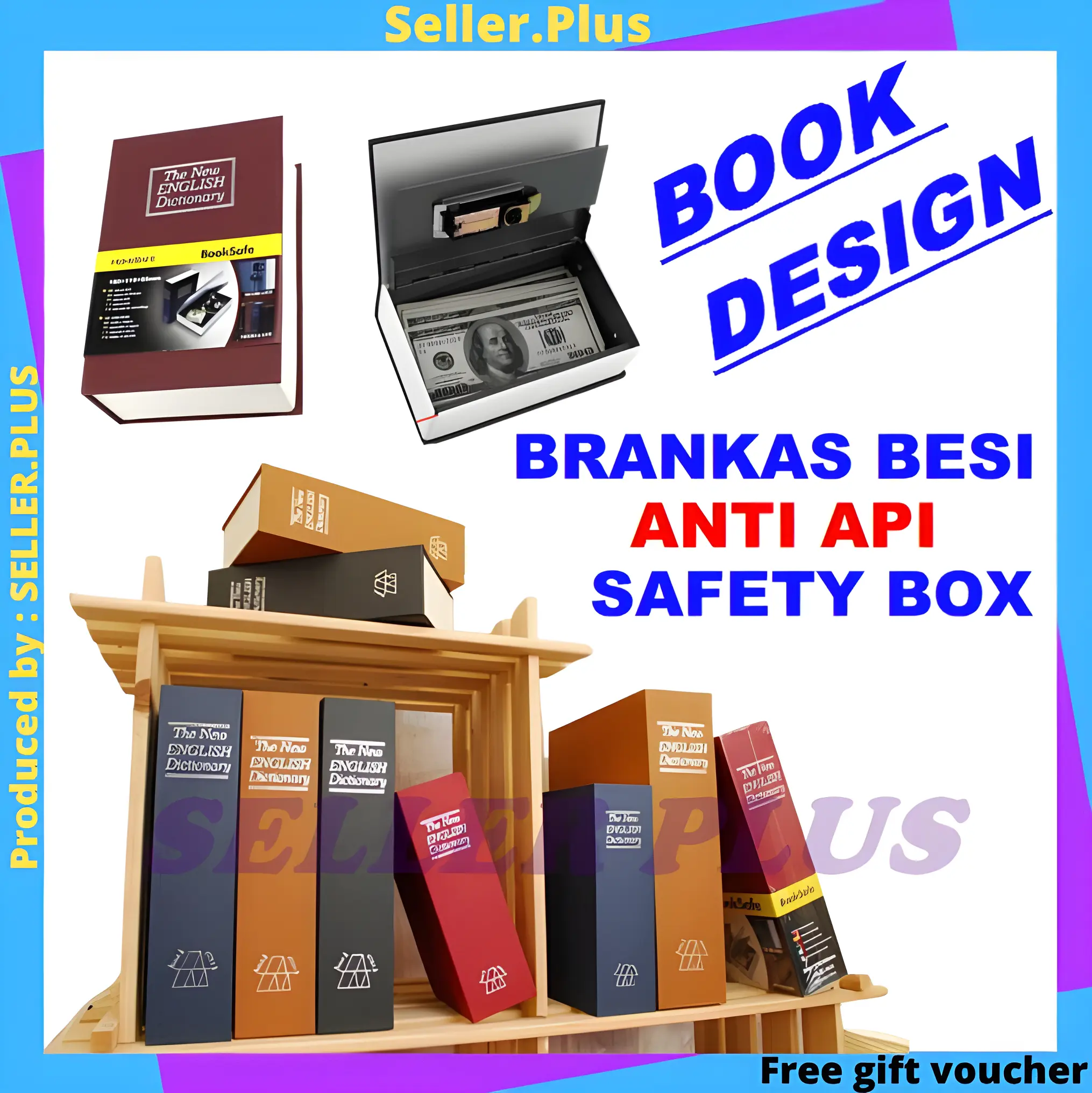 Brankas Brangkas Besi Bentuk Buku Password Kode Angka Kamus Mini Kotak Penyimpanan Perhiasan Uang Metal