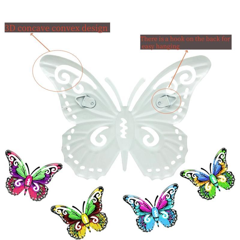 Butterfly Pattern Wall Decor, 4 Counts/set Colorful Hanging Butterfly Wall Art, Wall Decor for Home Garden Yard Fence 8