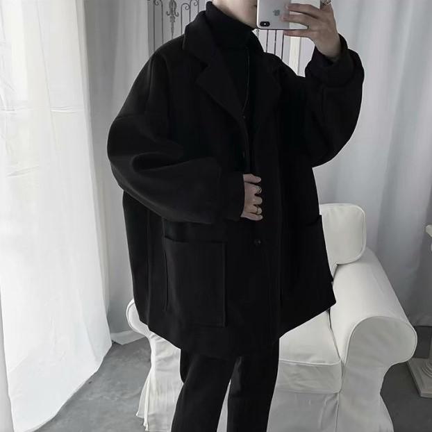 Product Introduction of Áo khoác nam blazer form rộng chất dạ cổ V ulzzang unisex hàn quốc, Áo blazer nam khoác choàng nam trơn cổ vest bigsize học sinh đi học, Áo dạ choàng nam 9