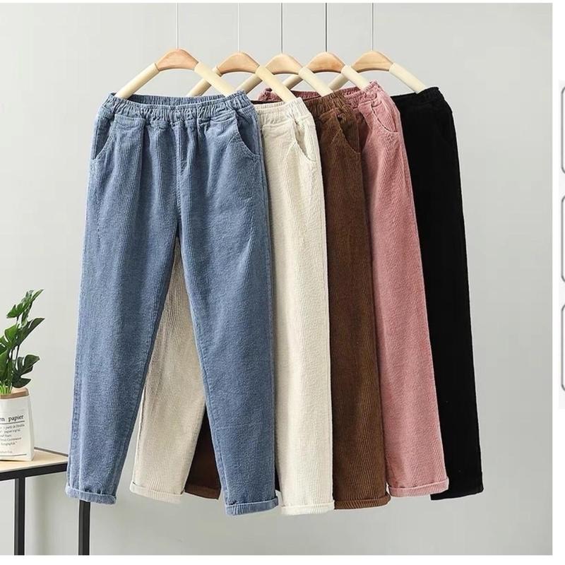 Quần Nhung Tăm Nữ Cạp Thun MS70 Kiểu Dáng Baggy Hàn Quốc Pants