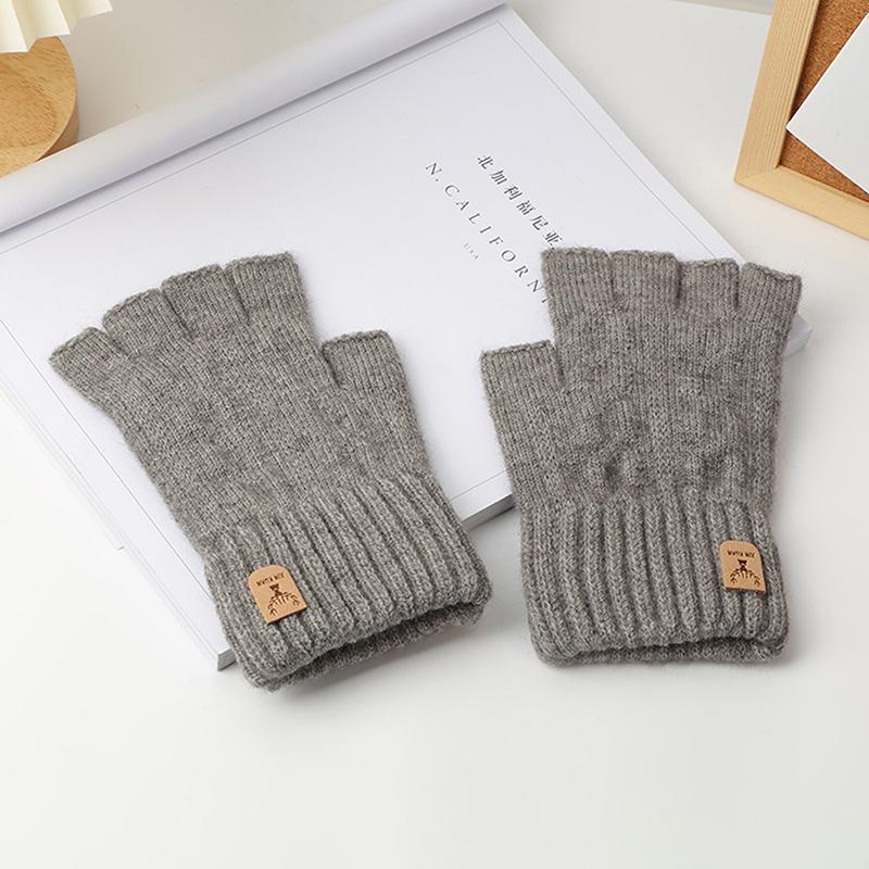 Product Introduction of Knitted Thick Thermal Half Finger Gloves Women Men Winter Outdoor Driving Fingerless Glove Touchscreen Mittens 14