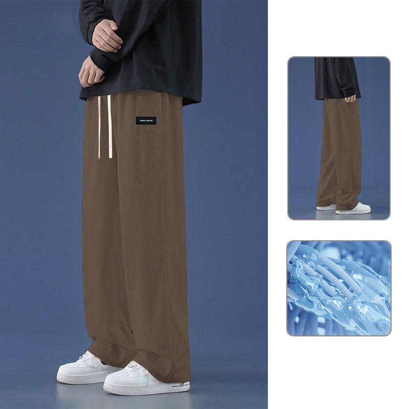 Plain Men Pants Loose Fit Men Long Pants Breathable Men Trousers with Elastic Waistline 4