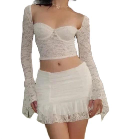 (XẢ KHO) SET ÁO REN TAY DÀI KÈM CHÂN VÁY LƯỚI KHÁNH VY STORE 091208 Nữ Women 3