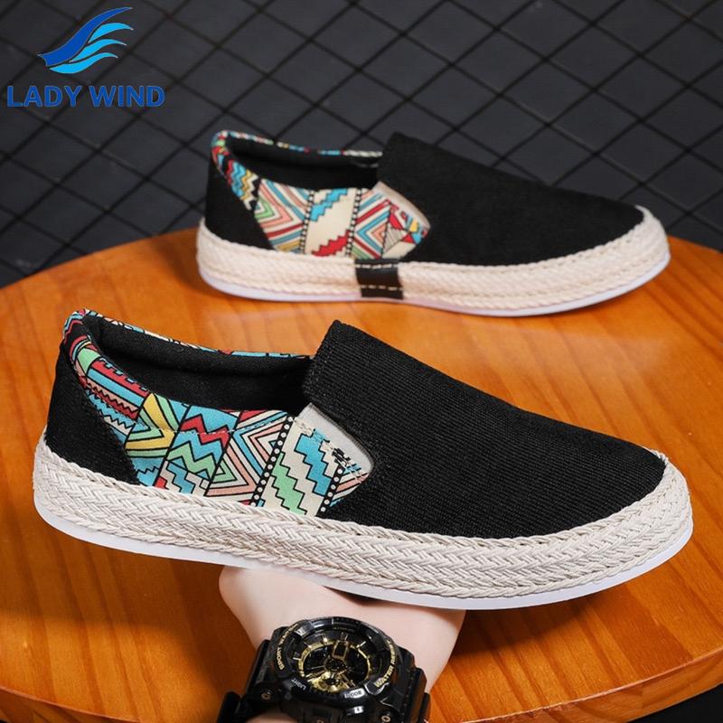  Giày nam - giày lười nam thoáng khí họa tiết LDW-002 Hoa Shoes không có khỏe mạnh Đế Bằng Loafer Đế Bằng Loafer 