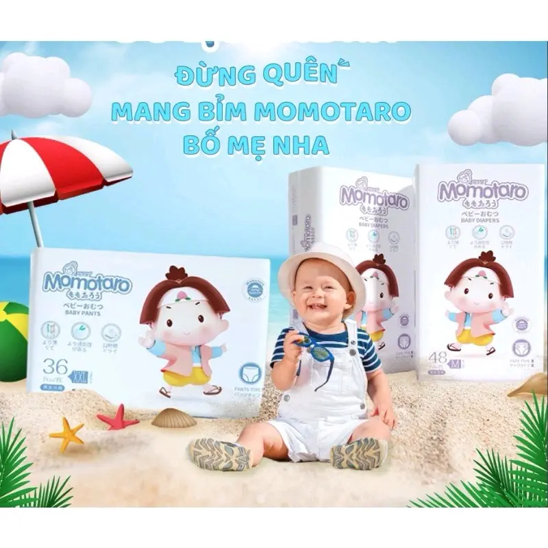 Bỉm/tã Momotaro chính hãng combo 2 bịch dán/quần đủ size S112/M dán 96/M92/L84/XL78/XXL72/XXXl70 Cho Bé
