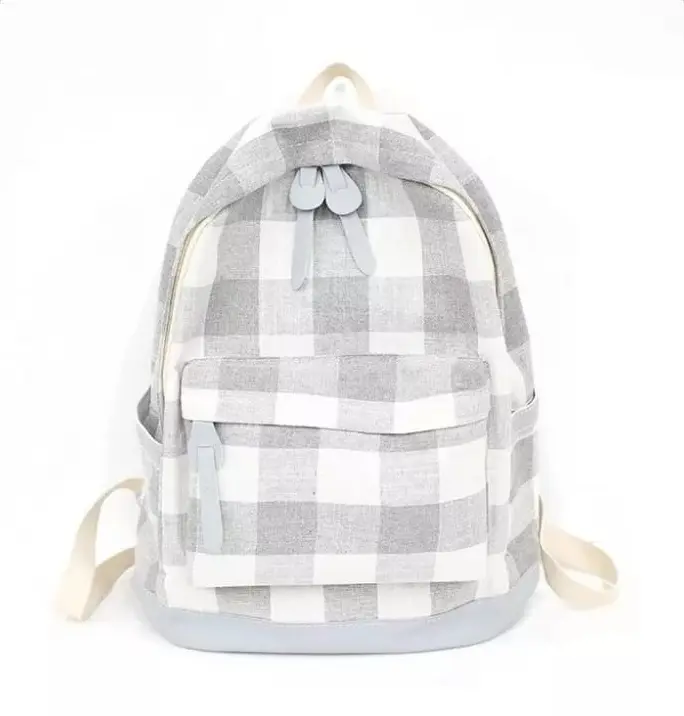 RiFich - Tas Ransel Anak Sekolah Perempuan Motif Kotak Gaya Baru Kasual Populer Kekinian Fashion Viral TK SD 0
