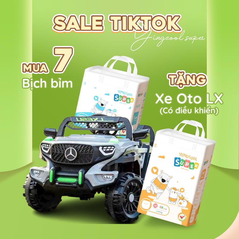 [ Tặng oto LX có điều khiển - Combo 7b ] Bỉm YINGCOOL SUPER Size NB104/S98/MD92/MQ88/L80/XL76/XXL72/XXXL72