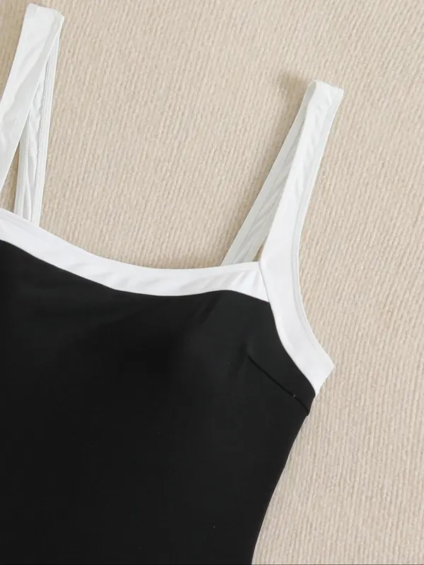 Women's Solid Color One-piece Swimsuit, Casual Fashion Swimwear for Beach Holiday Vacation, Ladies Swimsuit for All Seasons 3