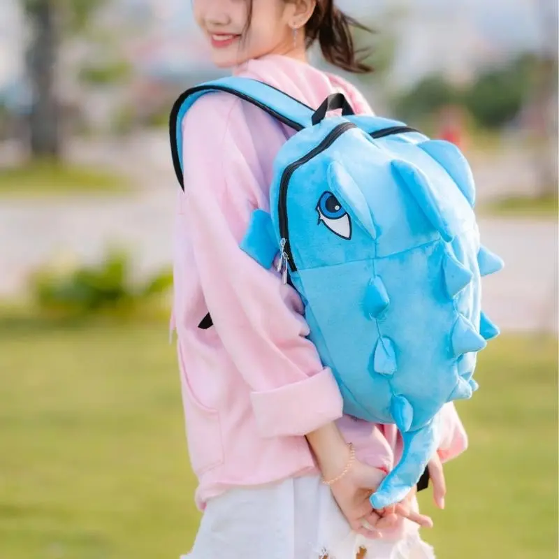 Balo khủng long vải nhung mịn, size lớn nhiều màu, Backpack Đeo Vai ba lô cá sấu, ba lô trẻ em, ba lô người lớn dễ thương cute , đi học đi chơi đi phượt unisex chống xước on đẹ p cap sach thời_trang 6