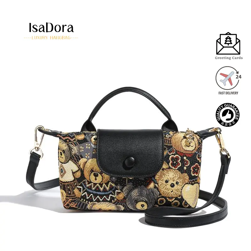Korean Style Ins-Inspired Versatile Women's Embroidered Teddy Bear Shoulder Crossbody Bag