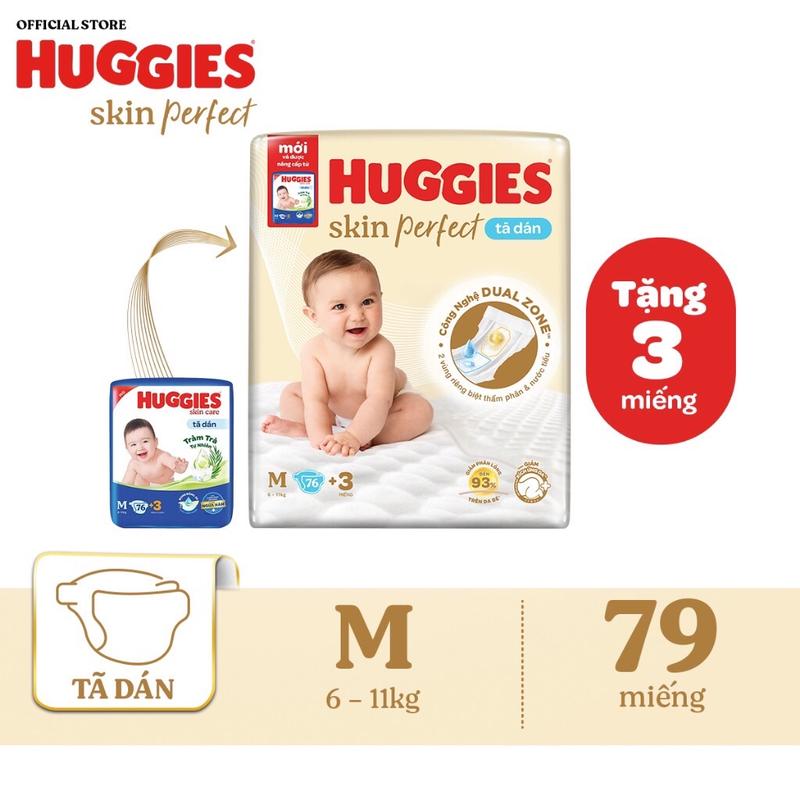 Tã dán Huggies M76 tặng 3 miếng cho bé 6-10kg với hai vùng thấm giảm kích ứng da Voi Nữ Women