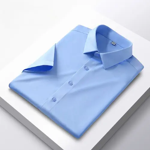 Áo sơ mi nam ngắn tay trơn , vải lụa chéo đẹp hạn chế nhăn, màu sắc thanh lịch, hiện đại. 2