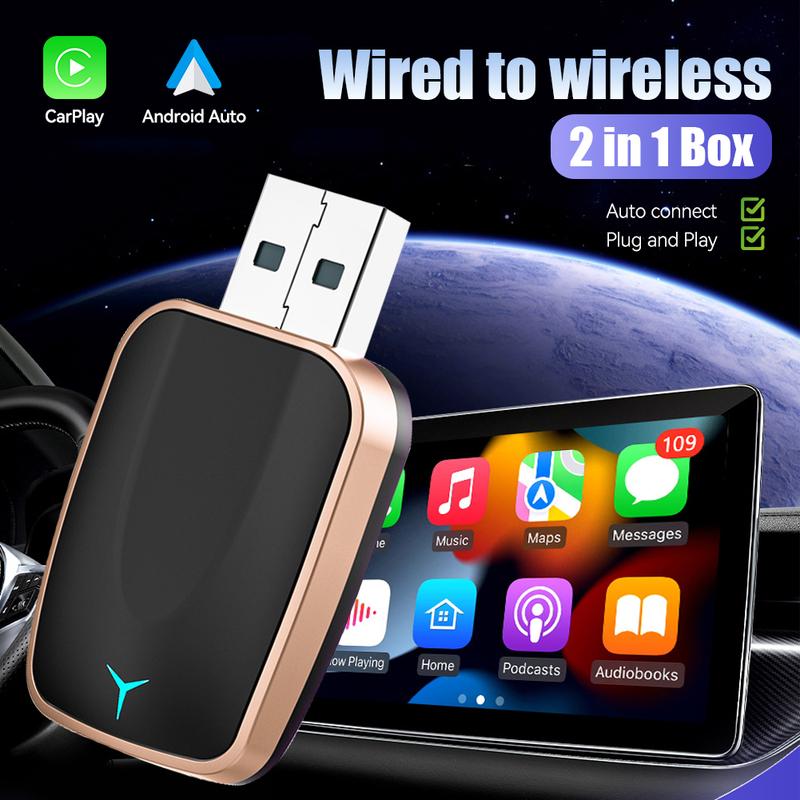 Hộp Android Auto, Thiết Kế 2 Trong 1 Không Dây Carplay AI Box, Cắm Và Chạy, Áp Dụng Cho Ô Tô, Chuyển Đổi Carplay Có Dây Nguyên Bản Thành Không Dây, # 475317 0