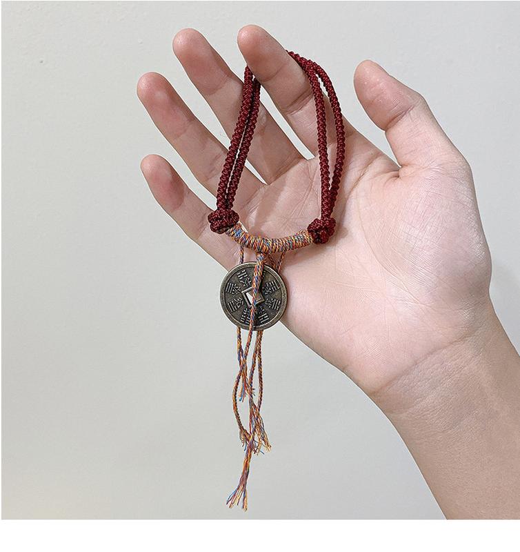 Product Introduction of New Chinese Style Mountain Ghost Spend Woven Hand Strap Women's Hollow Copper Coin Tibetan Style Hand-Woven Bracelet Non-Mainstream Style National Fashion Decoration 7