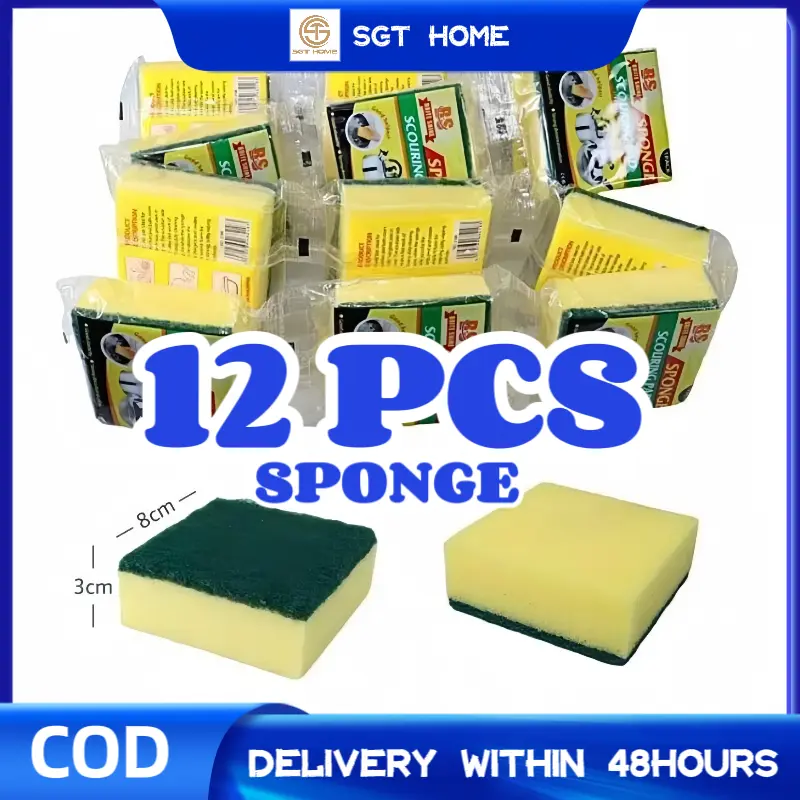SGT 12pcs Sponge Dishwashing Sponge Block Magic Sponge waist type 12pcs/6PCS (With Single Plastic)
